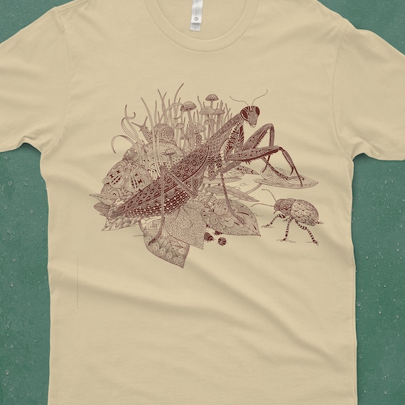 Praying Mantis T-Shirt: Men's Screen Printed Insect Tee, Beetle Shirt, Bug Clothing