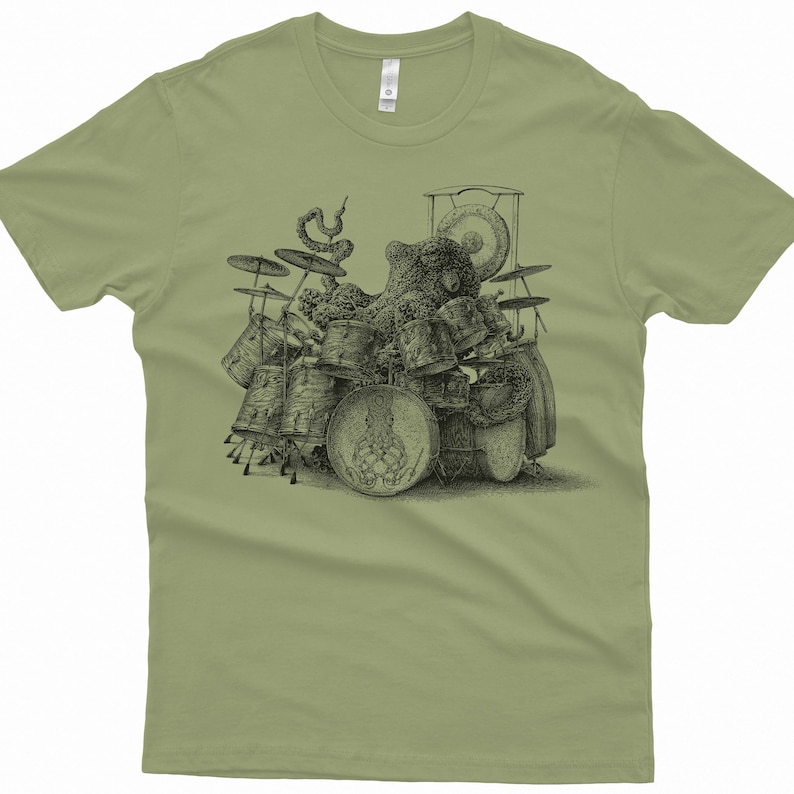 Octopus Playing Drums Shirt Octopus Men's Shirt Octopus T-Shirt Gift Drummer Gift Octopus Shirt Drum Player Shirt Drummer Shirt image 3