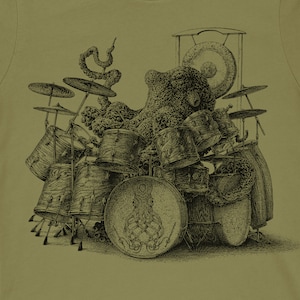 Women's Octopus T-Shirt Octopus Playing Drums Shirt Octopus Shirt Gift Women's Graphic Tee Octopus Gifts Octopus Drummer Music Shirt image 7