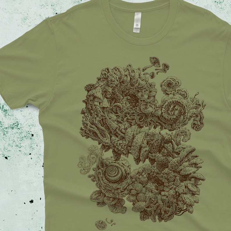 A Unisex Mushroom Tshirt. Original Mens Clothing.