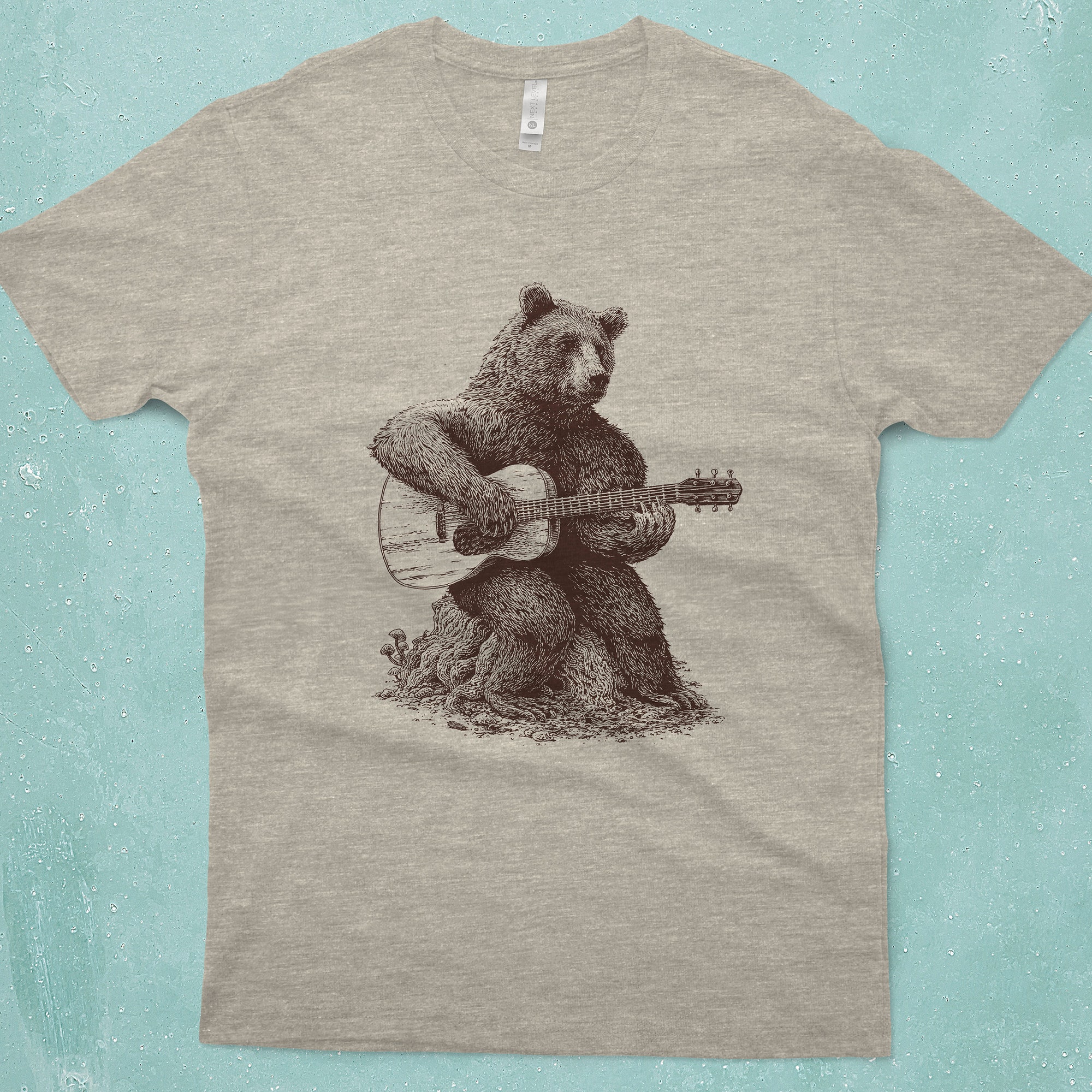 Discover Bear T-Shirt Gift - Bear Playing Guitar Shirt - Men's Bear Shirt