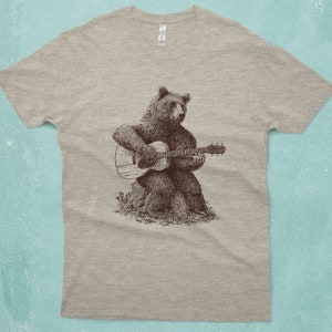 The Original Bear Guitar T-Shirt Bear Playing Guitar Shirt Men's Bear Shirt Men's Graphic Tee Bear Guitar Bear Gifts Music Gift image 5