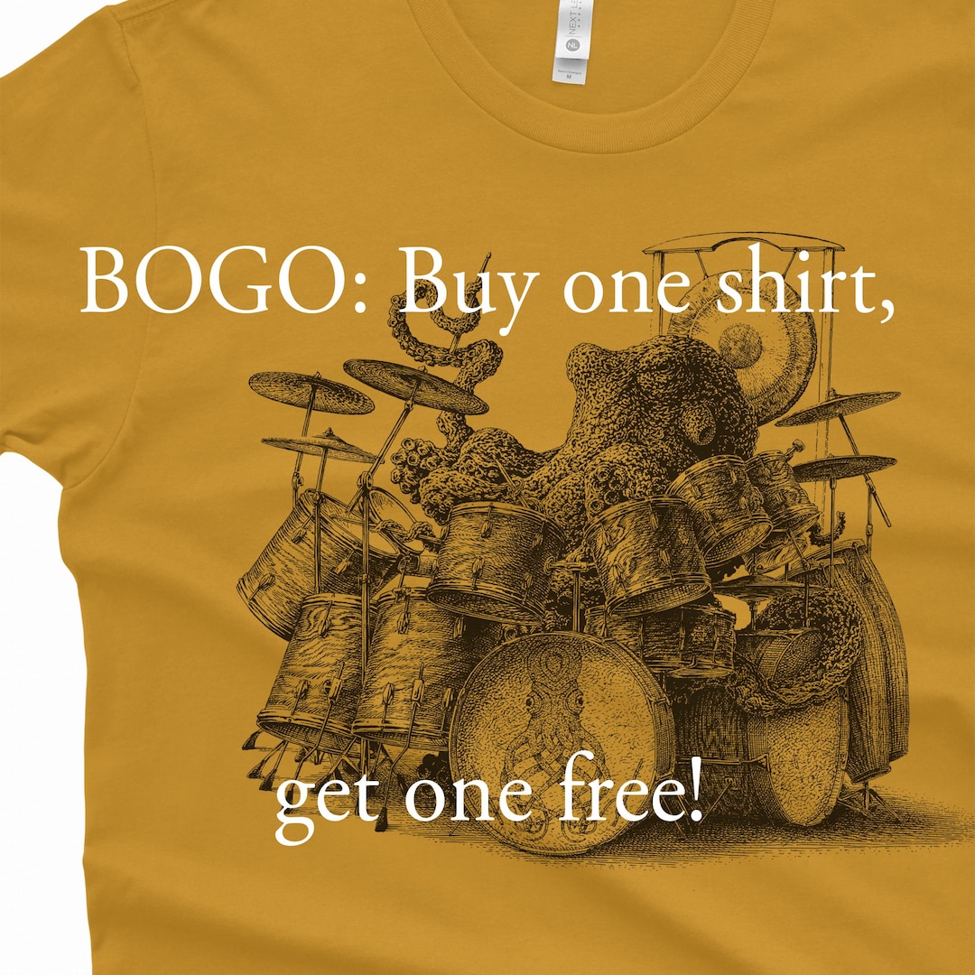 T-shirt Graphique Drums Heartbeat Pour Batteur - 100% Coton, Fait Main, Plusieurs Tailles