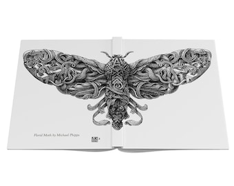 Verziertes Motten-Tagebuch, aufwendiges geblümtes Motten-Notizbuch, wunderschönes Schwarzweiß-Tagebuch, Gartenplanergeschenk, 150-seitiges Journal