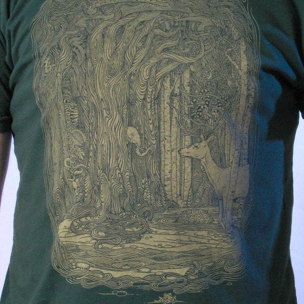 Clearance Sale - Enchanted Forest - Plus Size - Men's T shirt - Nature shirt - Animal Tshirt - Men's gift