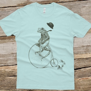Frog on Bike T-shirt Frog Shirt Men's Penny Farthing Bicycle Tshirt Frog Tee Shirt Husband Gift image 7