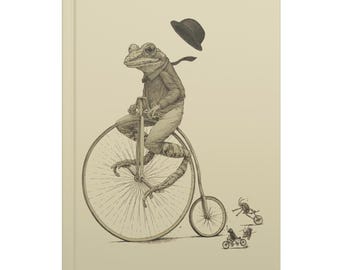 Fest gebundenes Journal, lustiger Frosch auf dem Fahrrad, gefüttertes 150-seitiges Notizbuch, Planer für Planer