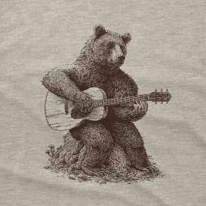 The Original Bear Guitar T-Shirt Bear Playing Guitar Shirt Men's Bear Shirt Men's Graphic Tee Bear Guitar Bear Gifts Music Gift image 2