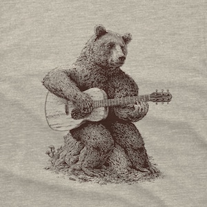 Bear playing guitar, bear shirt, acoustic guitar T-shirt
