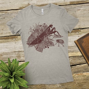 Cadeau Nature Chemise Animal Bug Tshirt femme T-shirt graphique femme Cadeau femme Insecte mante religieuse Cadeau Art Lover image 5