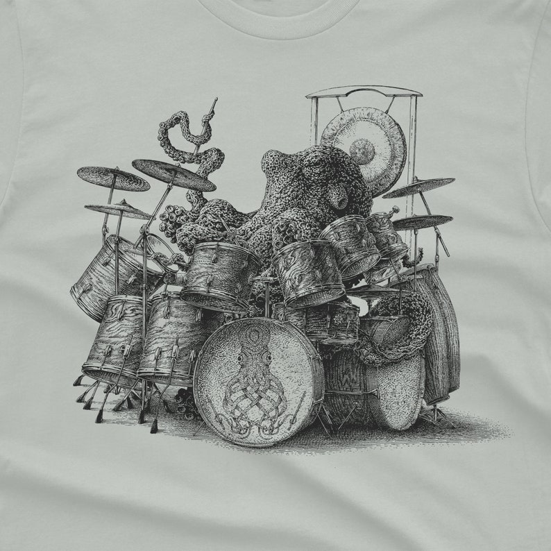 Octopus Playing Drums Shirt Octopus Men's Shirt Octopus T-Shirt Gift Drummer Gift Octopus Shirt Drum Player Shirt Drummer Shirt image 8