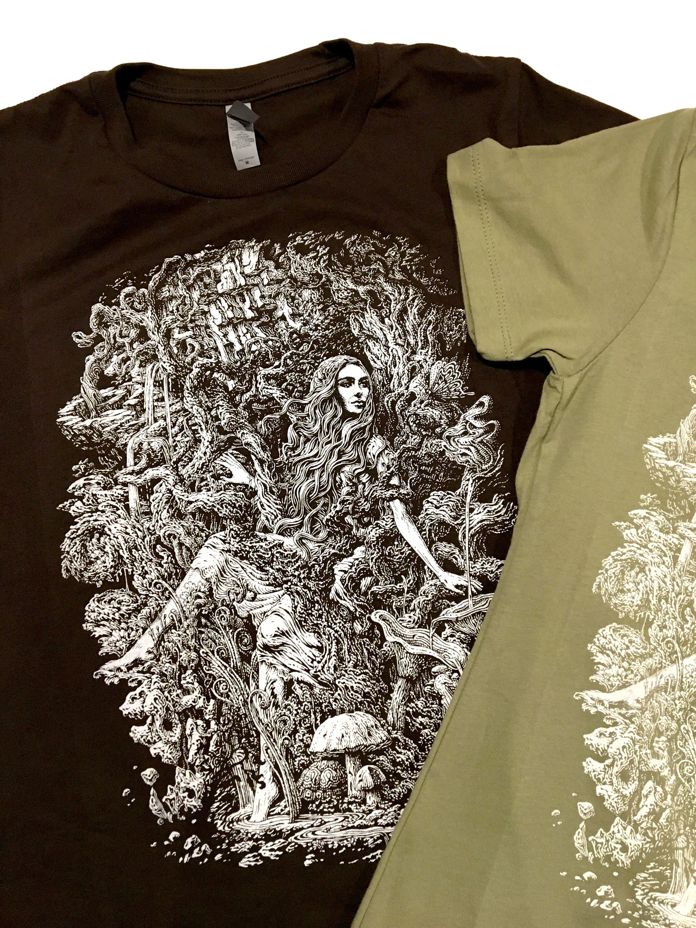 Mother Nature's Daughter T-shirt: Pen & Ink Forest Art Tee by