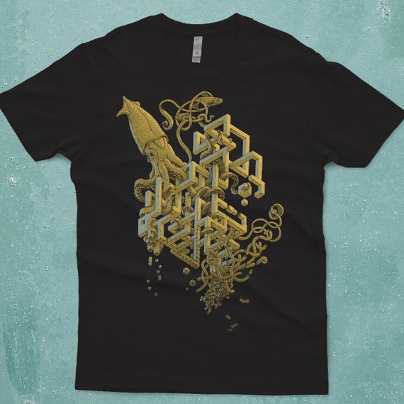 Impossible Squid Shirt - Men's T-shirt - Giant Squid Tee for Boyfriend Husband or Friend  - Weird Shirt - Unique Screen Printed Gift for Him