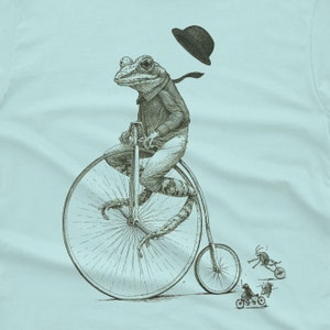 Frog on Bike T-shirt Frog Shirt Men's Penny Farthing Bicycle Tshirt Frog Tee Shirt Husband Gift image 5