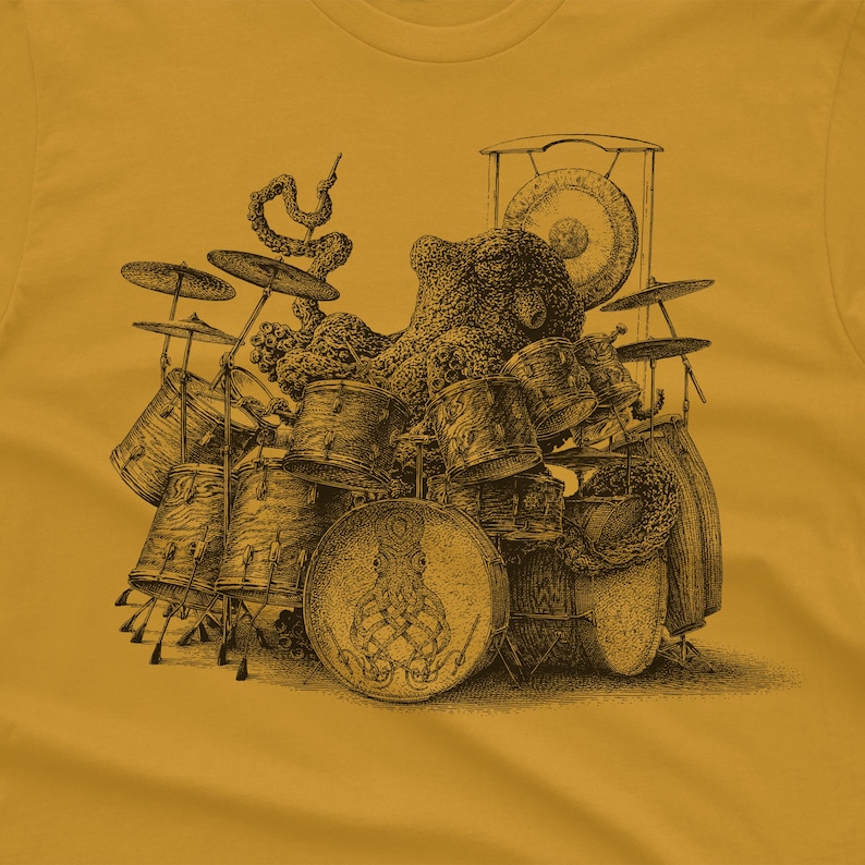 Octopus Playing Drums Shirt Octopus Men's Shirt Octopus T-Shirt Gift Drummer Gift Octopus Shirt Drum Player Shirt Drummer Shirt image 6