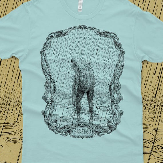Sad Frog Shirt - Funny Men's Shirt - Frog T-Shirt Gift - Animal Lover Gift - Amphibian Shirt - Screen Printed T-Shirt - Animal Shirt
