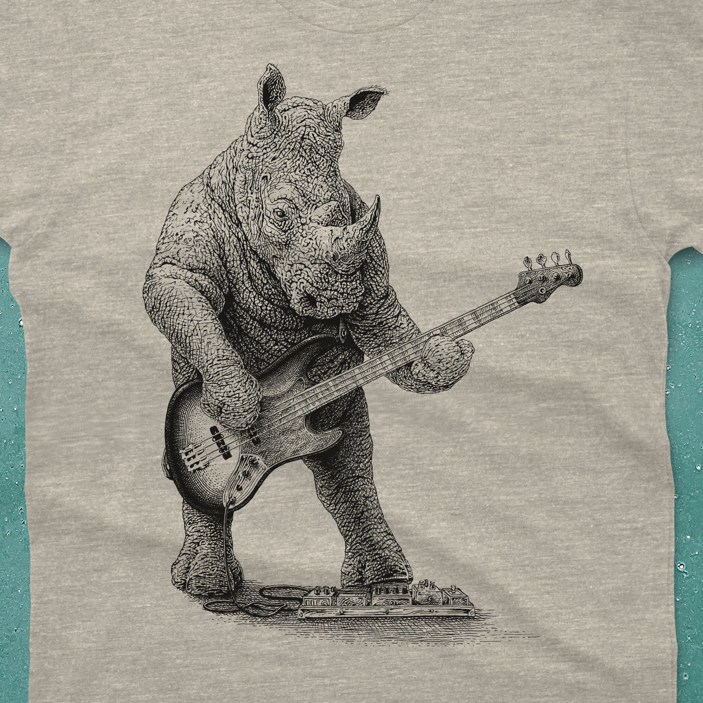 Rhinoceros T-shirt Gift - Rhino Playing Bass Shirt - Men
