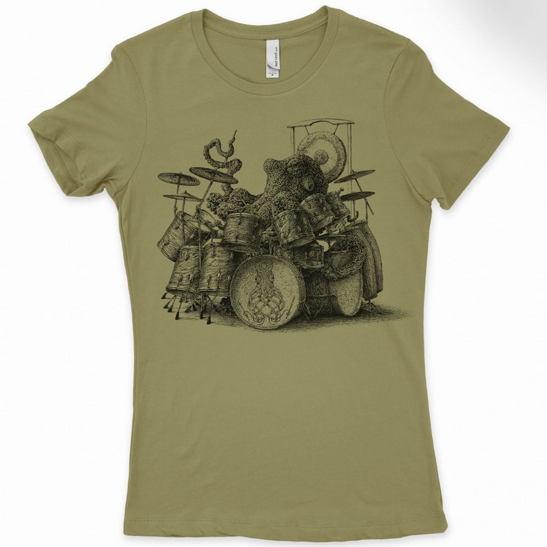 Women's Octopus T-Shirt Octopus Playing Drums Shirt Octopus Shirt Gift Women's Graphic Tee Octopus Gifts Octopus Drummer Music Shirt image 4