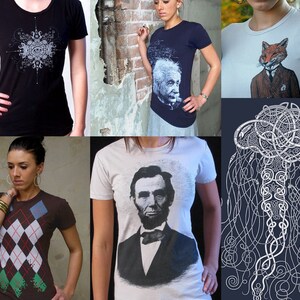 Puede incluir: Una colecci&oacute;n de camisetas con varios dise&ntilde;os gr&aacute;ficos. Los dise&ntilde;os incluyen un patr&oacute;n geom&eacute;trico, un retrato de Albert Einstein, un zorro con traje y un dise&ntilde;o de medusa.