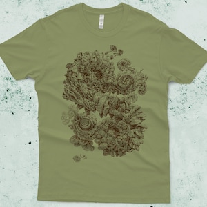 Mushroom Shirt Nature Tshirt Mushroom Drawing Magic Mushroom Art Men's Graphic Tee Mushroom Tshirt Scatterbrain Tees image 2