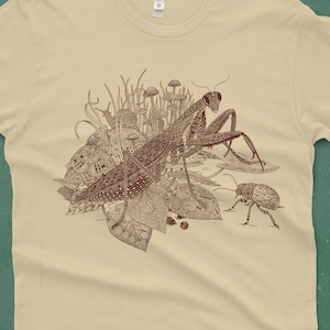 Praying Mantis Shirt Men's insect T-shirt Screen Printed Shirt Praying Mantis Beetle Animal Tshirt image 4