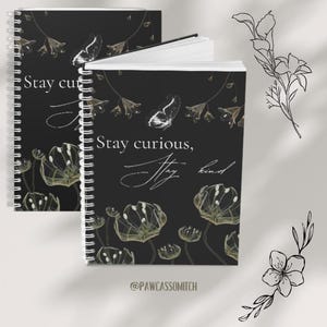 Chic Spiral Notebook, Stay Curious, Stylish Journal, Dreamy Note Taking, Inspirational Gift, Bullet Journaling