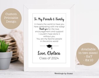 Sweet Ending to New Beginning Graduation Party 5x7, 8x10 Printable Sign, Black Marker, Black and White, Dessert, Class of 2024, You Print