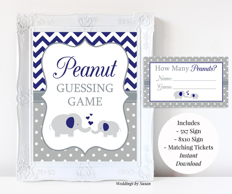 Peanut Guessing Game Printable 5x7 or 8x10 Navy Blue and Gray - Etsy