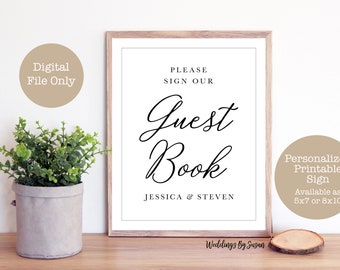 The Classic Collection Personalized Guest Book Sign 5x7 or 8x10 Printable Black and White Wedding Signs, Please Sign Our Guestbook You Print