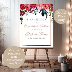 Personalizada Bienvenidos a la Despedida de Soltera Signo, Jewel Tones, Flowers and Feathers, Red, Blue Gold, Cualquier Tamaño, Futura Novia