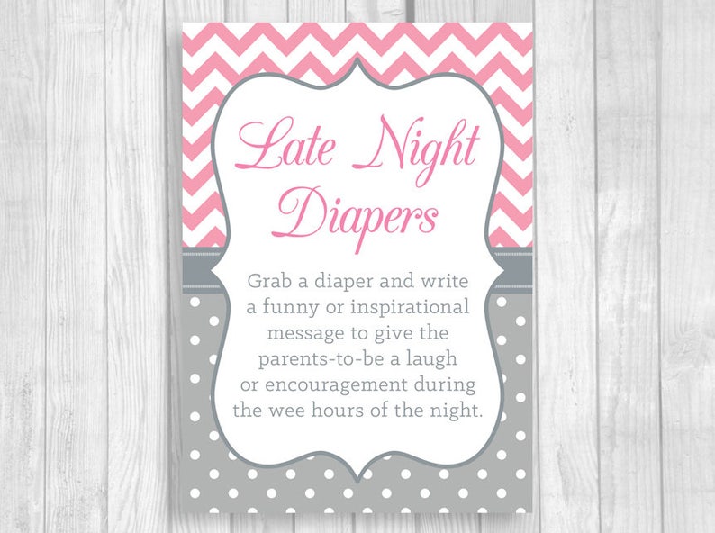 Late Night Diapers Printable 5x7 8x10 Printable Baby Shower | Etsy
