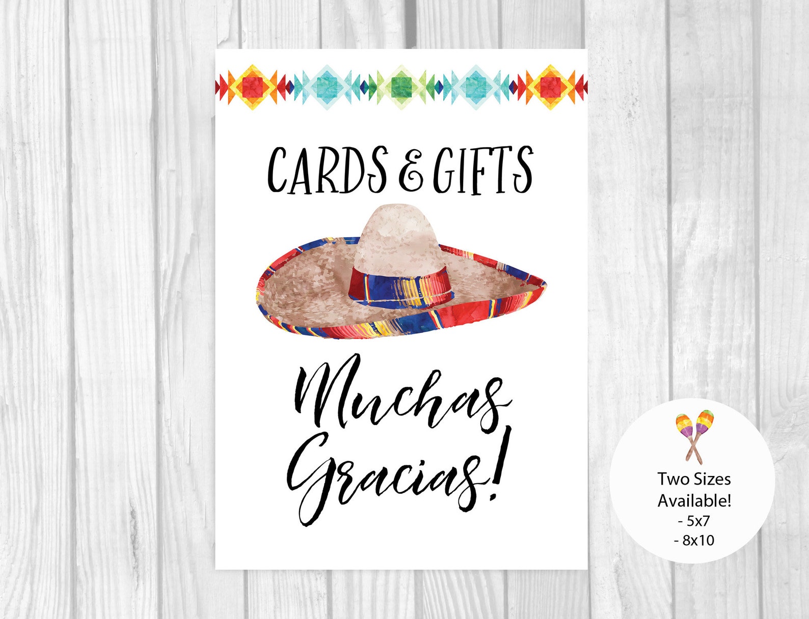 Cards and Gifts Muchas Gracias 5x7 8x10 Printable Sign - Etsy