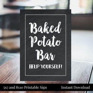 Baked Potato Bar 5x7 or 8x10 Printable Chalkboard Food Sign, Wedding, Birthday, Bridal Shower, Reunion, Baby Shower, Instant Download