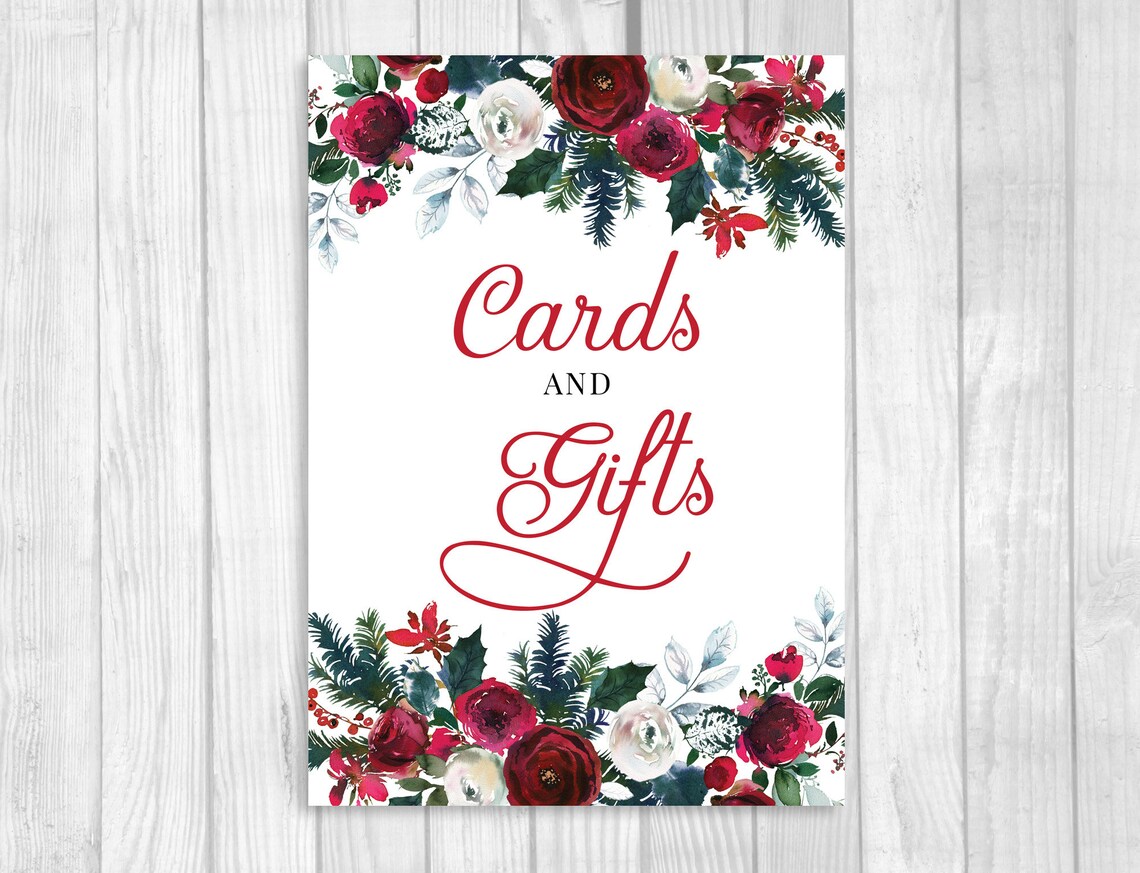 Cards and Gifts 5x7 8x10 Printable Winter Wedding Ceremony | Etsy