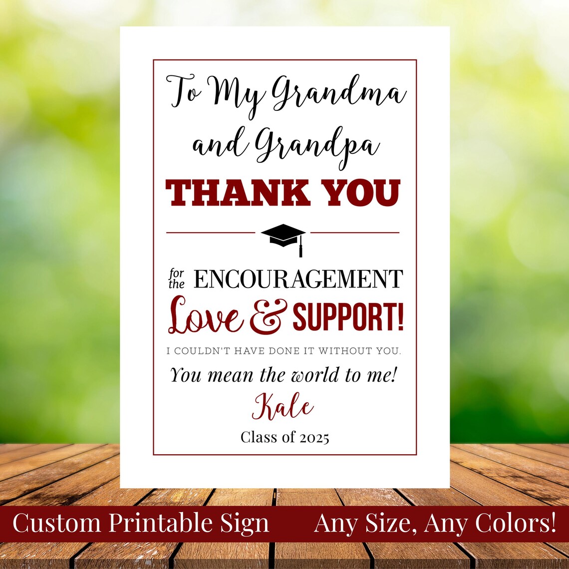 To My Family and Friends Graduation Printable 8x10 Thank You Sign, Any ...