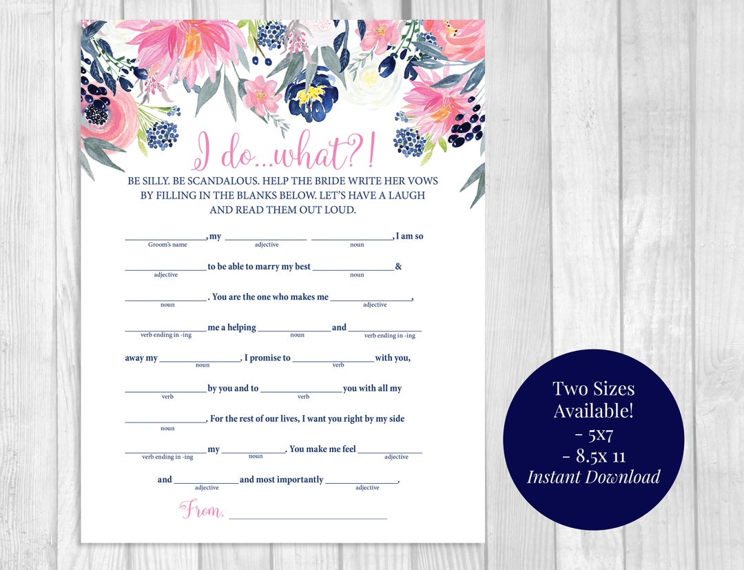 Help the Bride Write Her Vows Printable Bridal Shower, Bachelorette ...