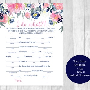 Help the Bride Write Her Vows Printable Bridal Shower, Bachelorette ...
