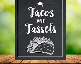Bestseller! Afstuderen partij Taco Bar afdrukbaar schoolbord bord, afstuderen Fiesta, taco's en kwasten, klasse van 2026, Instant Download