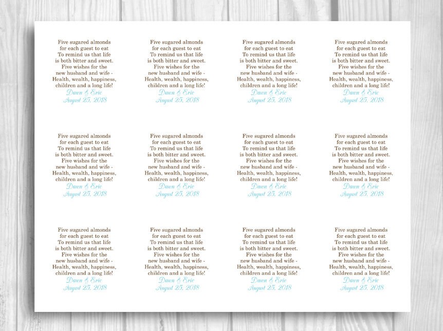 Jordan Almonds Wedding Poem Lyrics