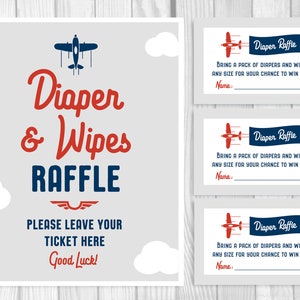 Diaper and Wipes Raffle 8x10 Printable Sign, Sheet of 3x5 Raffle ...