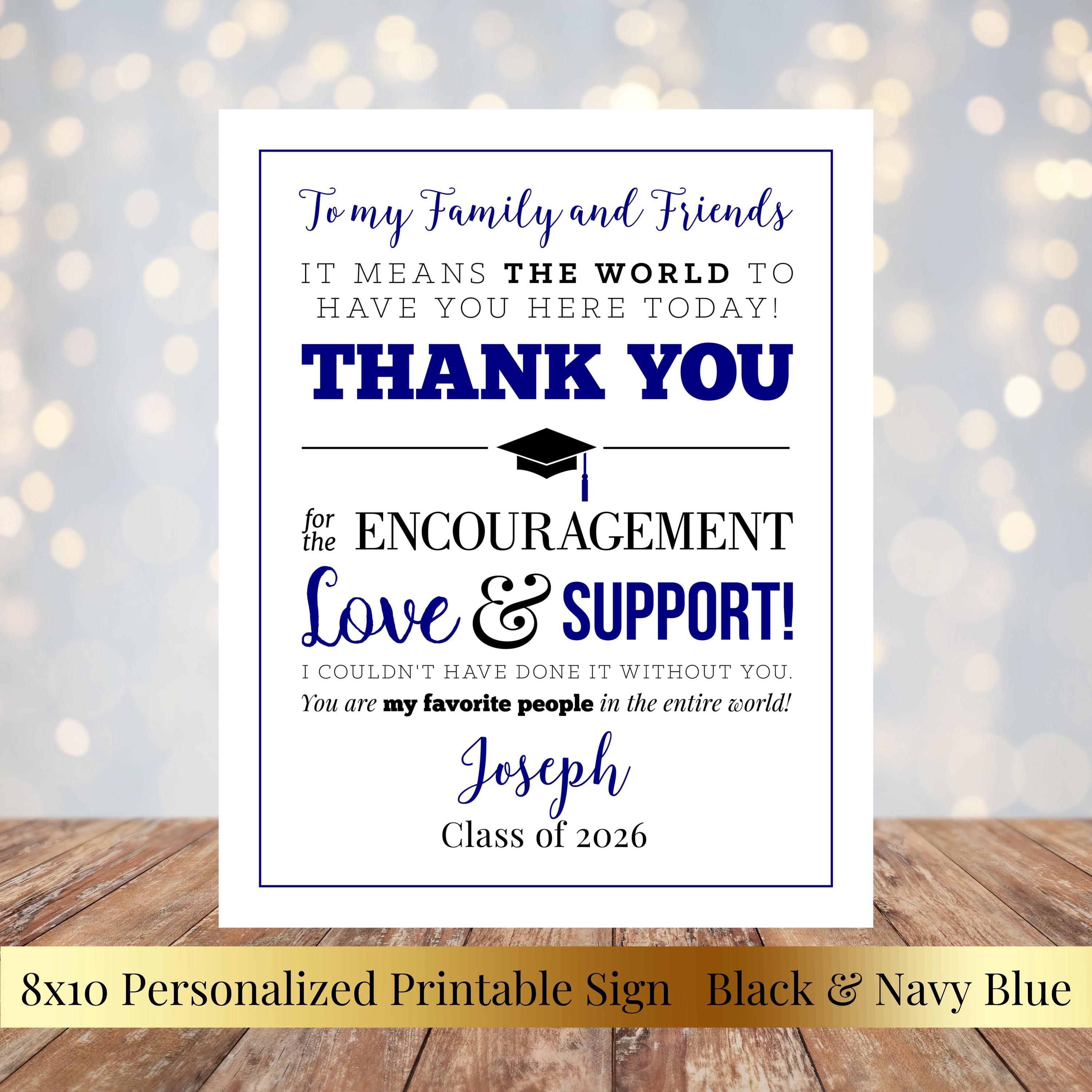 To My Family and Friends Black and Navy Blue Graduation Printable 8x10 ...
