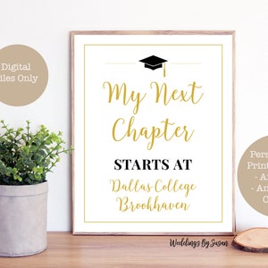 My Next Chapter/Adventure Begins Printable 8x10 Graduation Sign, Any School Colors, Personalized, Class of 2024, High School or College image 5