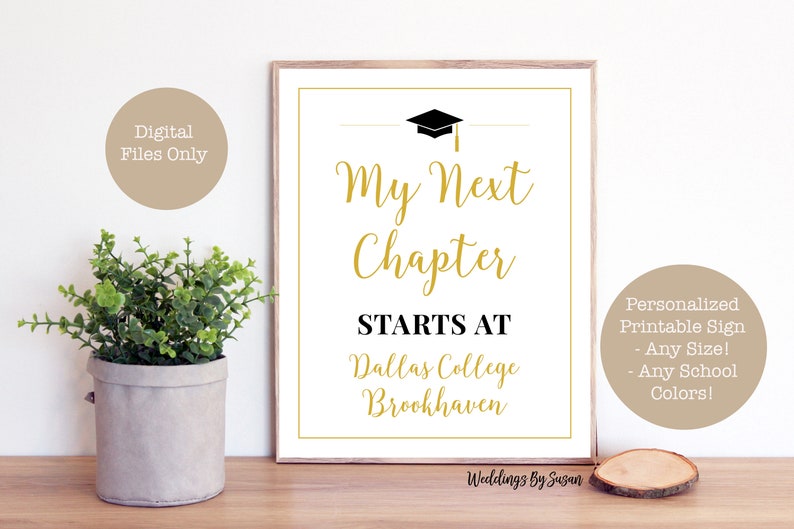 My Next Chapter/Adventure Begins Printable 8x10 Graduation Sign, Any School Colors, Personalized, Class of 2024, High School or College image 5