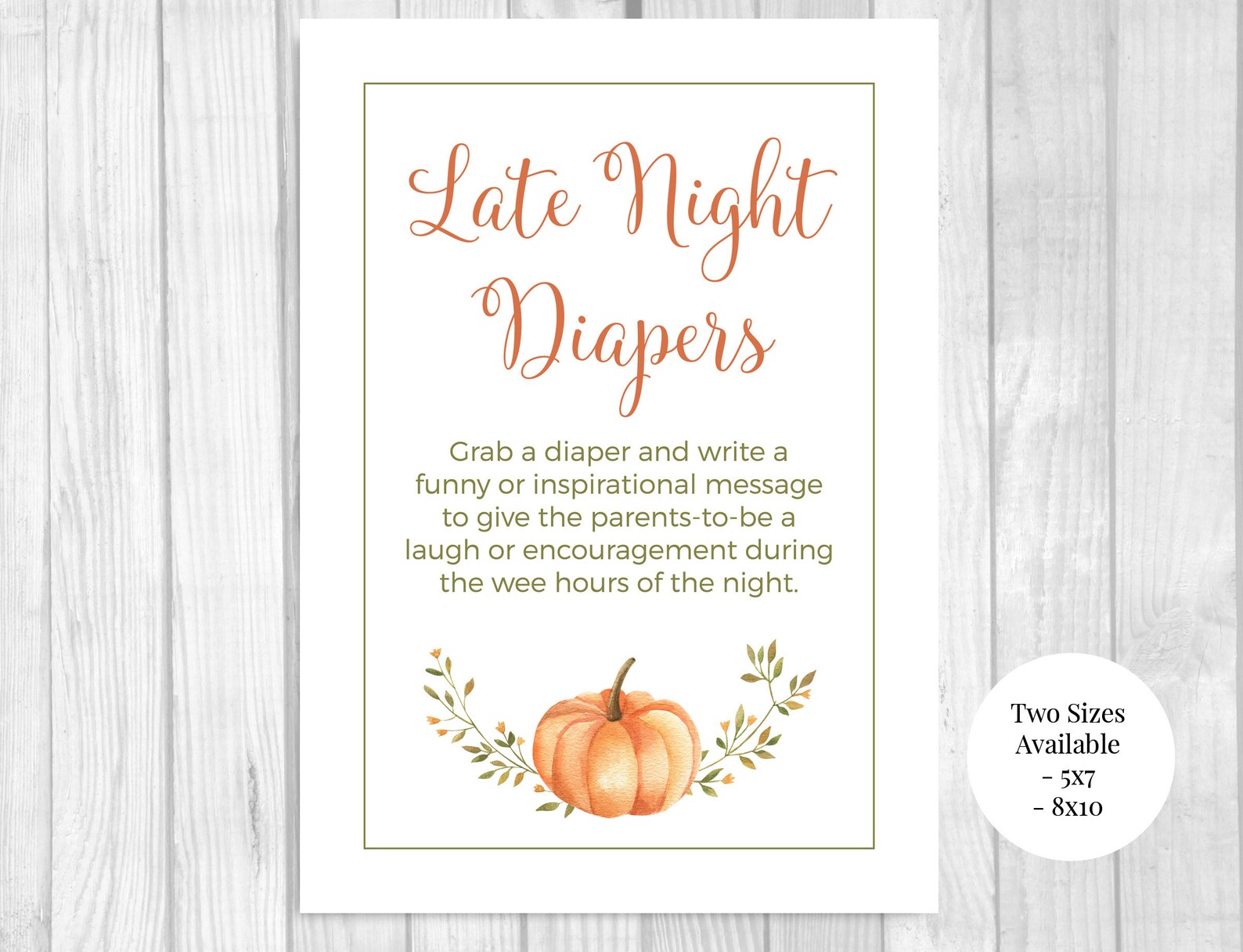 Late Night Diapers 5x7 8x10 Printable Baby Shower Sign Funny - Etsy