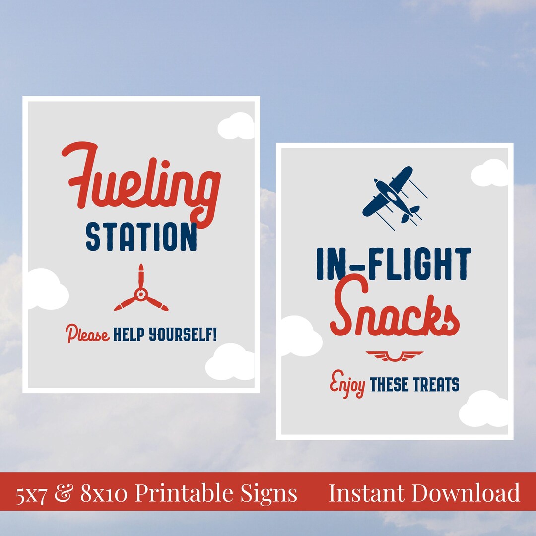 In Flight Snacks, Fueling Station 5x7, 8x10 Printable Boy's Airplane ...