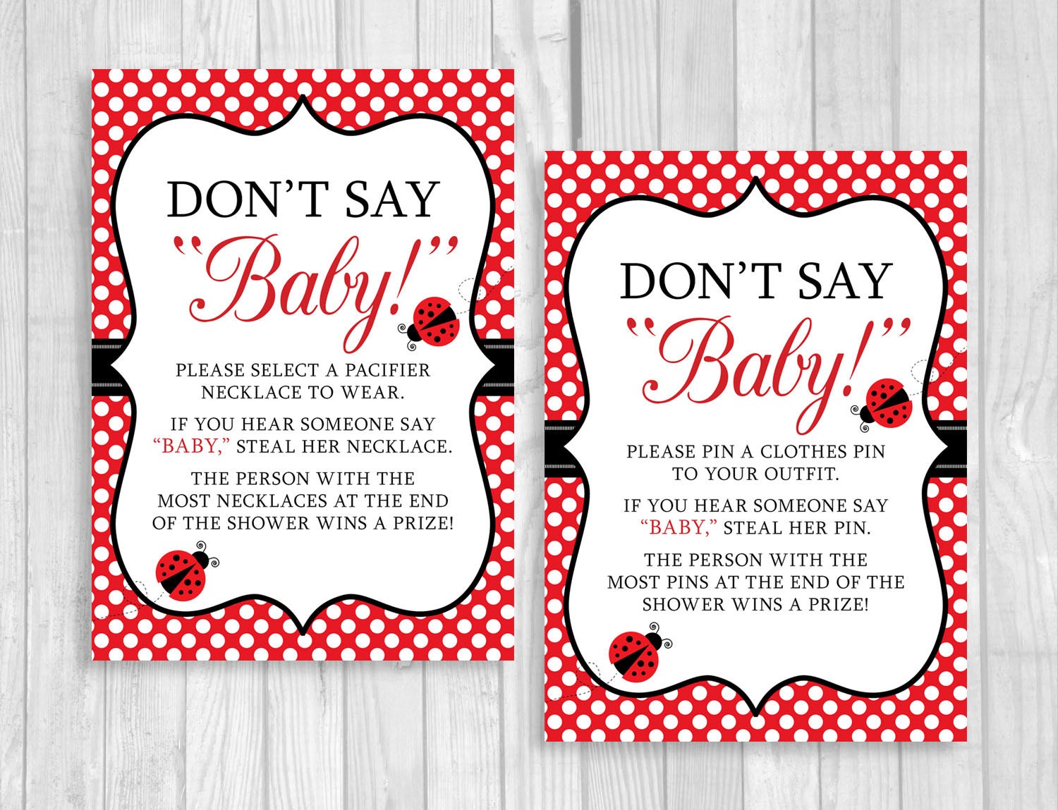 Don't Say Baby 5x7 8x10 Clothes Pin Game or Pacifier Etsy
