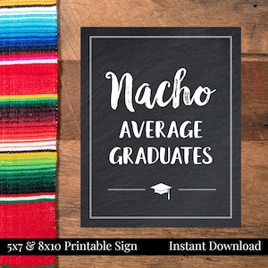 Nacho Average Graduates Nacho Bar 5x7, 8x10 Printable Graduation Party Chalkboard Sign, Graduation Fiesta, Class of 2025, Instant Download