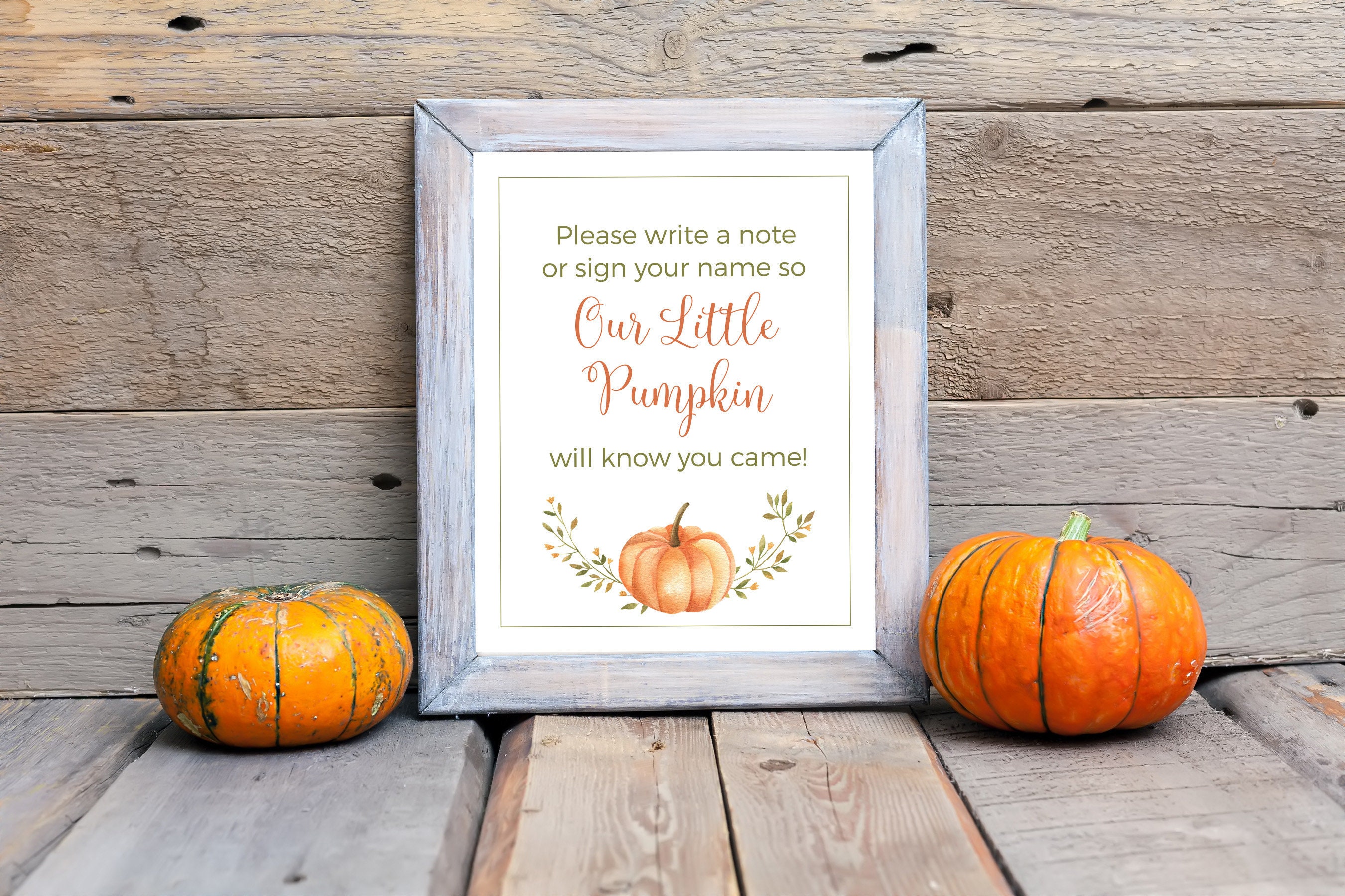Our Little Pumpkin Guest Book 5x7 8x10 Printable Baby Shower Etsy