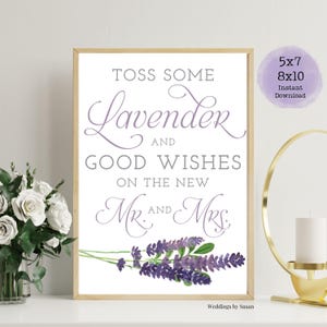 Lavender and Good Wishes for the New Mr. & Mrs. Lavender Toss Wedding Sign, 5x7 and 8x10 Printable Wedding Purple Lavender Instant Download