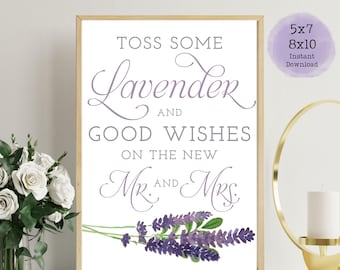 Lavender and Good Wishes for the New Mr. & Mrs. Lavender Toss Wedding Sign, 5x7 and 8x10 Printable Wedding Purple Lavender Instant Download